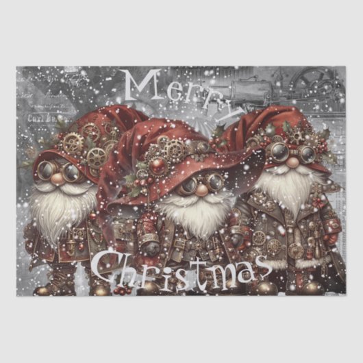 Gnome Steampunk Winter Kerstmis Tissuepapier (Voorkant)
