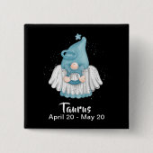 Gnome Stier Astrologie Teken Engel Pinback Knop Vierkante Button 5,1 Cm (Voorkant)
