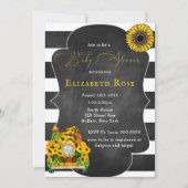 Gnome Sunflower Bees Chalkboard Baby shower Invite (Voorkant)
