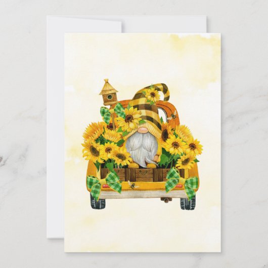 Gnome Sunflower Bees Chalkboard Baby shower Invite (Achterkant)