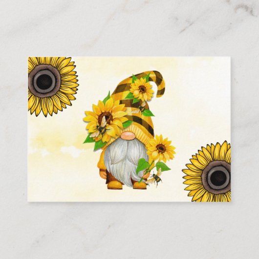 Gnome Sunflower en bijenboeken voor Baby Visitekaartje (Achterkant)