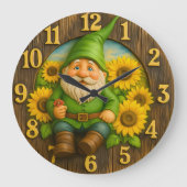 Gnome Sunshine Elf Garden Clock Grote Klok (Voorkant)