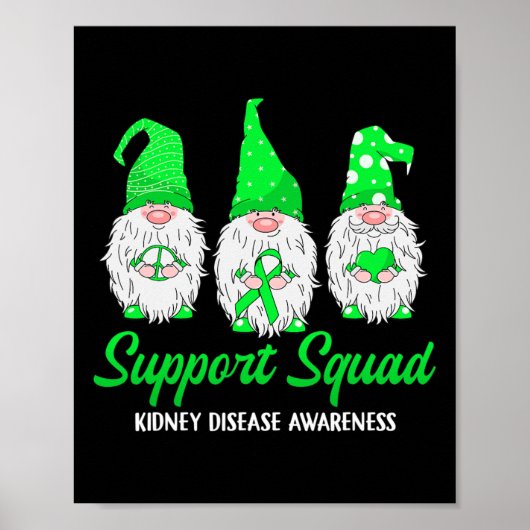 Gnome Support Squad Green Ribbon Kidney Disease Aw Poster (Voorkant)