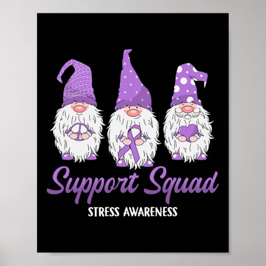 Gnome Support Squad Lavender Ribbon Stress Awarene Poster (Voorkant)