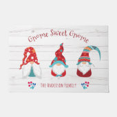 Gnome Sweet Gnome Cute Elf Rustic Wood Aangepaste  Deurmat (Voorkant)