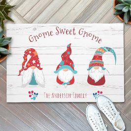 Gnome Sweet Gnome Cute Elf Rustic Wood Aangepaste  Deurmat