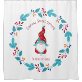 "Gnome Sweet Gnome" Cute Modern Elf Floral Wreath Douchegordijn (Voorkant)