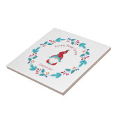 Gnome Sweet Gnome Cute Modern Elf Floral Wreath Tegeltje (Zijkant)