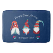 Gnome Sweet Gnome Cute Modern Holiday Elf Navy Badmat (Voorkant)