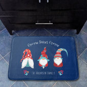 Gnome Sweet Gnome Cute Modern Holiday Elf Navy Badmat