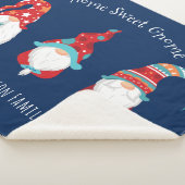Gnome Sweet Gnome Cute Modern Holiday Elf Navy Sherpa Deken (3/4)