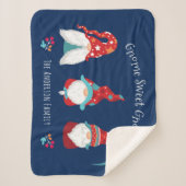 Gnome Sweet Gnome Cute Modern Holiday Elf Navy Sherpa Deken (Voorkant)