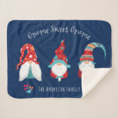 Gnome Sweet Gnome Cute Modern Holiday Elf Navy Sherpa Deken (Voorkant (horizontaal))