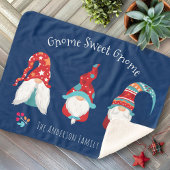 Gnome Sweet Gnome Cute Modern Holiday Elf Navy Sherpa Deken