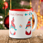 Gnome Sweet Gnome Cute Modern Simple Elf Holiday Tweekleurige Koffiemok