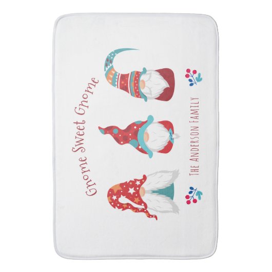 Gnome Sweet Gnome Cute Modern Simple Holiday Elf Badmat (Voorkant Verticaal)