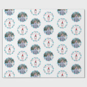 Gnome Sweet Gnome Floral krans Schattige aangepast Cadeaupapier (Vlak)