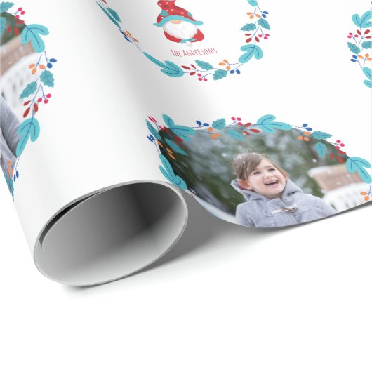 Gnome Sweet Gnome Floral krans Schattige aangepast Cadeaupapier (Rol Hoek)