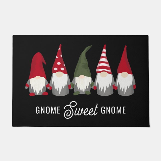 Gnome Sweet Gnome Funny Kerstmis Deurmat (Voorkant)