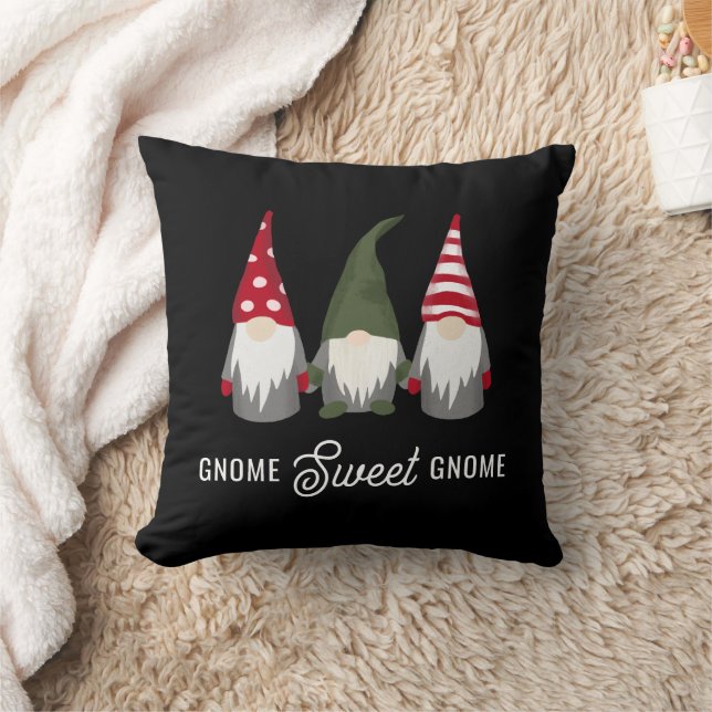 Gnome Sweet Gnome | Kute moderne kerst Kussen (Deken)
