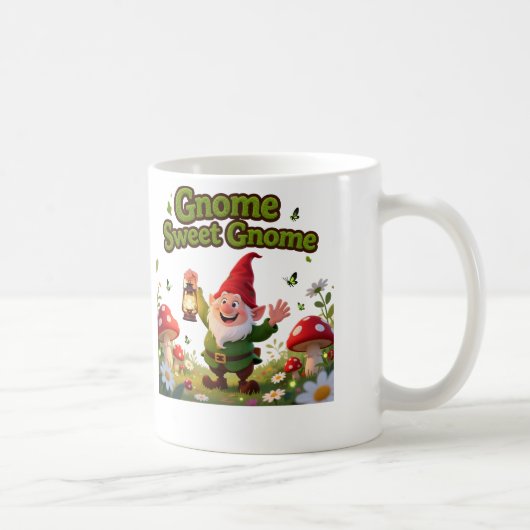 Gnome Sweet Gnome Whimsical Garden Gnome Graphic Koffiemok (Rechts)