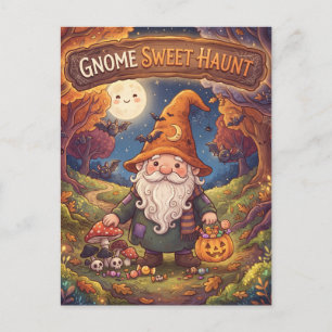 Gnome Sweet Haunt Halloween Bos Illustratie Briefkaart