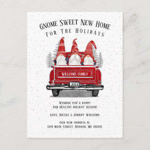 Gnome Sweet New Home Red Truck Moving Aankondigingskaart