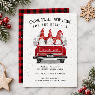 Gnome Sweet Nieuw Thuis Vintage Rode Truck Verhuiz Aankondiging