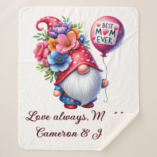 Gnome-tastic Mom: gepersonaliseerde beste Moederda Sherpa Deken (Voorkant)