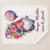 Gnome-tastic Mom: gepersonaliseerde beste Moederda Sherpa Deken (Voorkant (horizontaal))