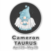 Gnome Taurus Astrology Sign Angel 8" Vinyl Sticker (Voorkant)