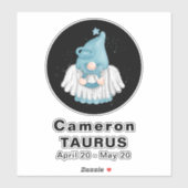 Gnome Taurus Astrology Sign Angel 8" Vinyl Sticker (Vel)