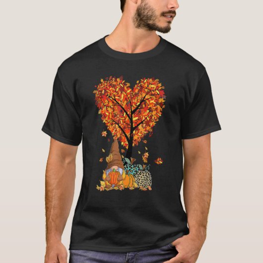 Gnome Thanksgiving Fall Leaves Tree Pumpkin Patch T-shirt (Voorkant)
