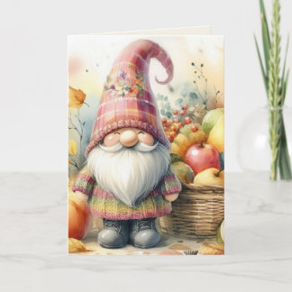 Gnome Thanksgiving Herfstbladeren pompoenen waterv Feestdagen Kaart