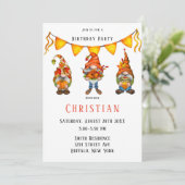 Gnome Thanksgiving Theme Birthday Party Invitation Kaart (Staand voorkant)