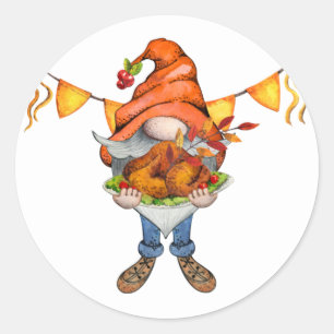 Gnome Thanksgiving Theme Birthday Party Ronde Sticker
