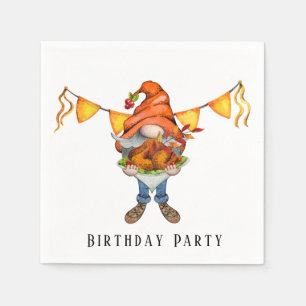 Gnome Thanksgiving Theme Birthday Party Servet