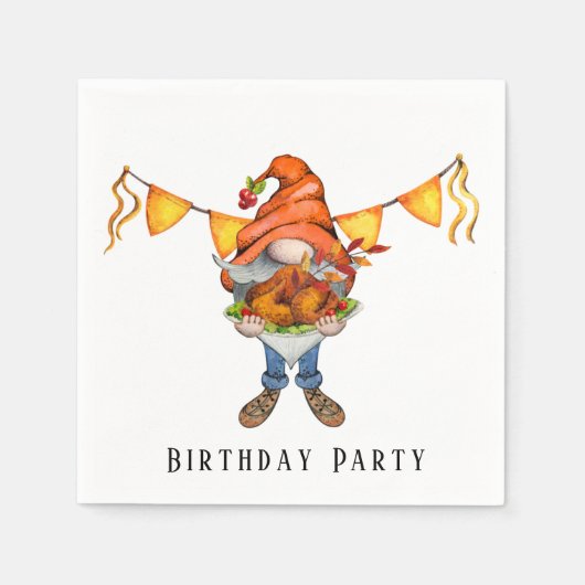 Gnome Thanksgiving Theme Birthday Party Servet (Voorkant)