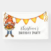 Gnome Thanksgiving Theme Birthday Party Spandoek (Horizontaal)