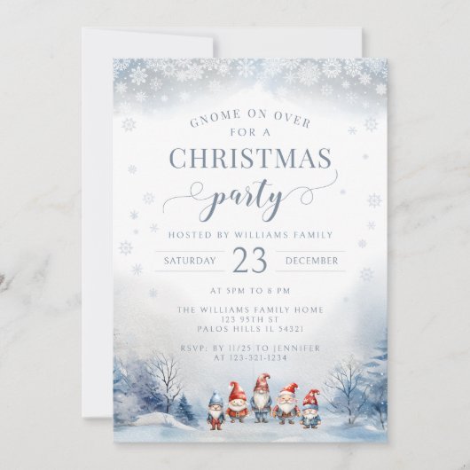 Gnome thema winter Kerstfeest uitnodiging (Voorkant)