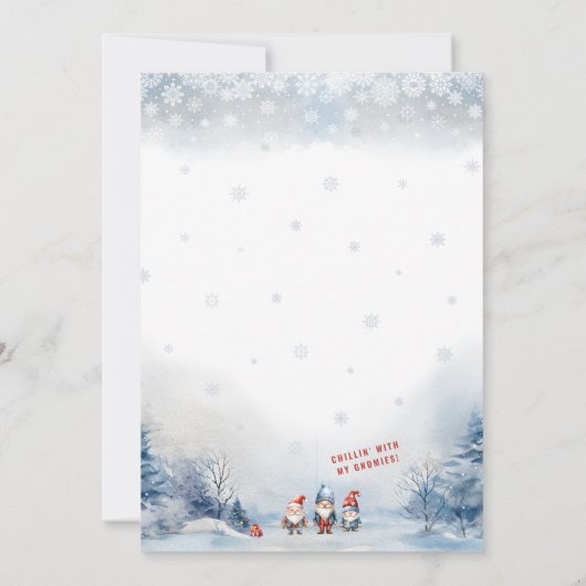 Gnome thema winter Kerstfeest uitnodiging (Achterkant)