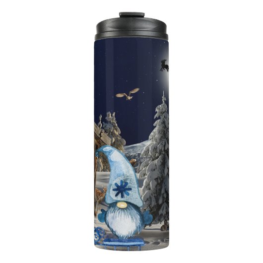 Gnome Thermal Kerstmis Night Tumbler Thermosbeker (Voorkant)