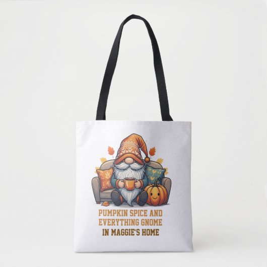 Gnome thuis gezellig - pompoen ontwerp tote bag (Voorkant)