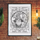 Gnome thuis Mandala Adult Coloring Poster