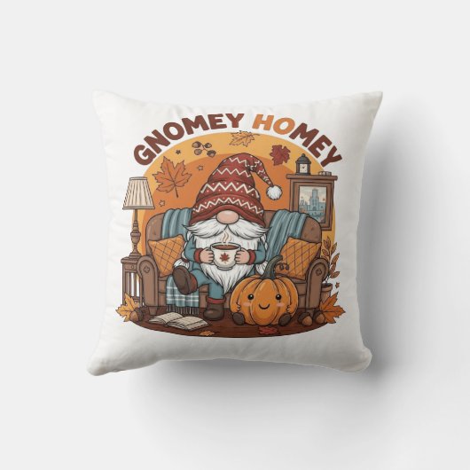 Gnome thuis seizoensgebonden pompoen ontwerp kussen (Achterkant)