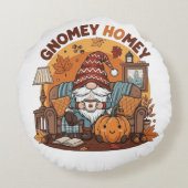 Gnome thuis seizoensgebonden pompoen ontwerp rond kussen (Achterkant)