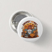 Gnome thuis seizoensgebonden pompoen ontwerp ronde button 3,2 cm (Voorkant /achterkant)