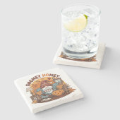 Gnome thuis seizoensgebonden pompoen ontwerp stenen onderzetter (Zijkant)