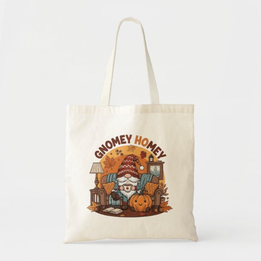 Gnome thuis seizoensgebonden pompoen ontwerp tote bag (Voorkant)