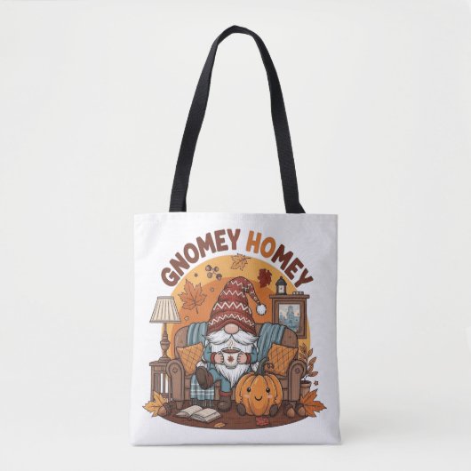 Gnome thuis seizoensgebonden pompoen ontwerp tote bag (Voorkant)